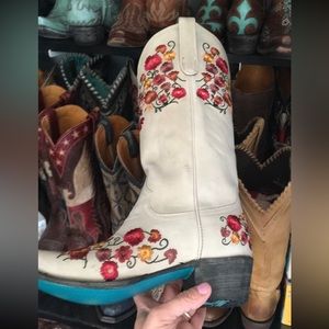 Lane White Western Cowboy Boots 7.5B